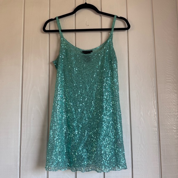 Metaphor Turqoise Y2K Sequin Camisole - Picture 1 of 6